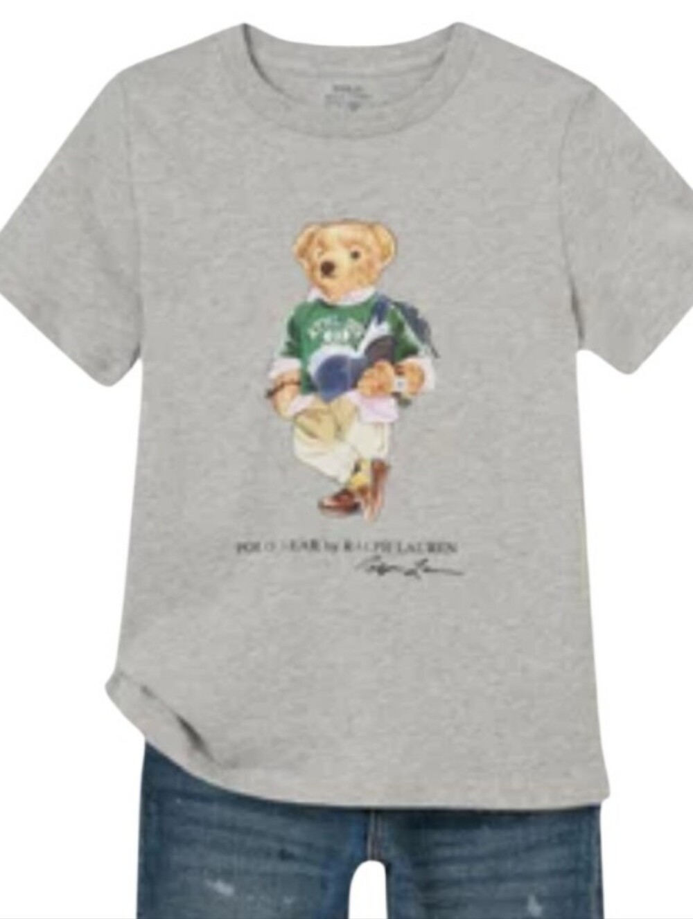 Polo Bear By Ralph Lauren Grey Tee with Teddy Bear Graphic Collections Unisex
